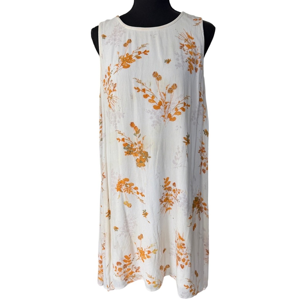 Maurices Floral Shift Dress Size M White Orange Cottagecore Bohemian Coastal